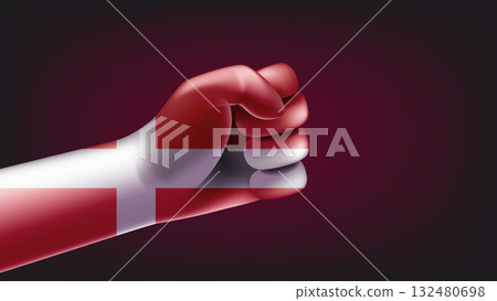 Fist with flag of Denmark. 3d vector illustration Fist with flag of Denmark. 3d vector illustration 132480698