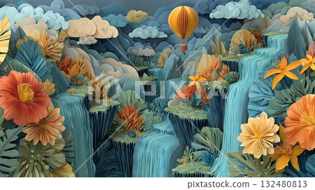 hot air balloon flying in the sky 132480813