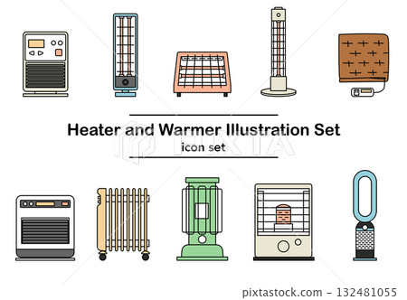 Stock Illustration: Heating appliance icon set 132481055