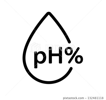 PH balance icon. Neutral water level. Water PH measure. Neutral balance skin. Drop line icon. Healthcare design web symbol. Vector illustration isolated on white background PH balance icon. Neutral water level. Water PH measure. Neutral balance skin. Drop line icon. Healthcare design web symbol. Vector illustration isolated on white background 132481118