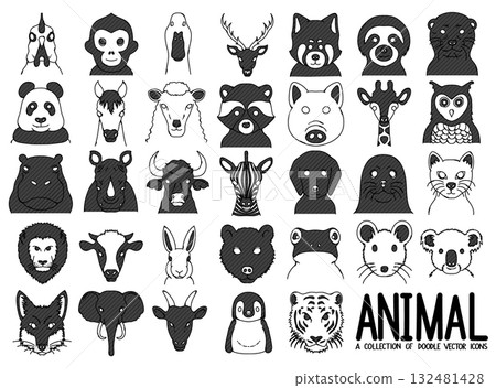 Animal Doodle vector icon set. Drawing sketch illustration hand drawn line eps10 Animal Doodle vector icon set. Drawing sketch illustration hand drawn line eps10 132481428