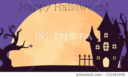 Large moon Halloween background with text Large moon Halloween background with text 132481449