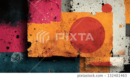 abstract colorful paint on black background 132481463