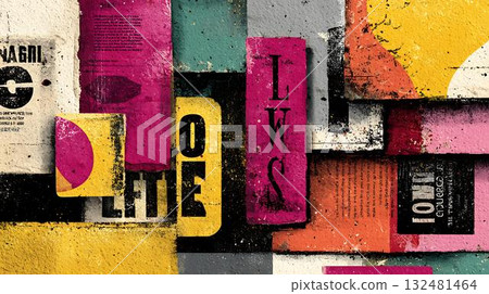 abstract colorful paint on black background 132481464