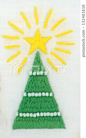 Green Christmas tree embroidery 132481616