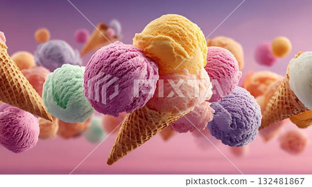 ice cream with pink 132481867