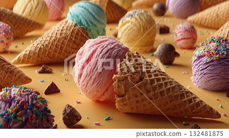 ice cream with pink 132481875