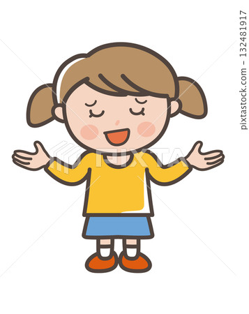 Full-body illustration of a girl in a sighing pose Full-body illustration of a girl in a sighing pose 132481917