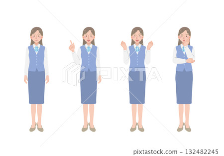 女性辦公室職員插圖集（全身） 132482245