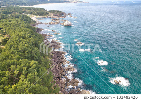 Tanesashi Coast, Shiraiwa Rocks, Beautiful Sea and Yodo Pine Grove, Hachinohe City, Aomori Prefecture (Aerial photography by drone) Tanesashi Coast, Shiraiwa Rocks, Beautiful Sea and Yodo Pine Grove, Hachinohe City, Aomori Prefecture (Aerial photography by drone) 132482420