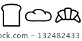 麵包圖示集，切片麵包，捲麵包，羊角麵包。向量插圖。 132482433