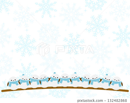 A background of warm and cozy long-tailed tit dumplings and snowflakes A background of warm and cozy long-tailed tit dumplings and snowflakes 132482868