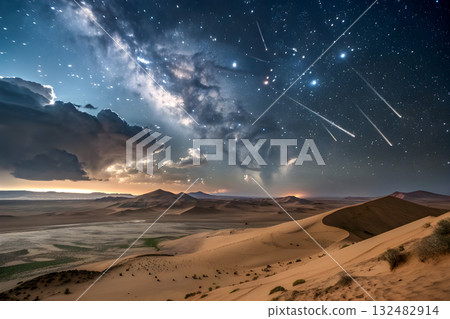 landscape with mountains and stars 132482914