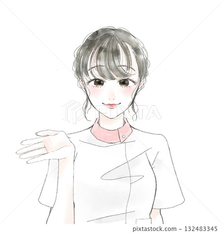 一位微笑的護士引導您的插圖 132483345