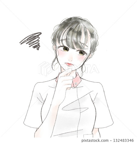 一位憂心忡忡的護理師的插圖 一位憂心忡忡的護理師的插圖 132483346