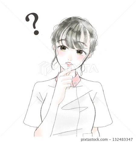 帶問號的護士插圖 帶問號的護士插圖 132483347