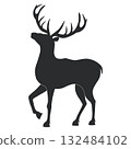 Christmas deer silhouette with unique antlers 132484102