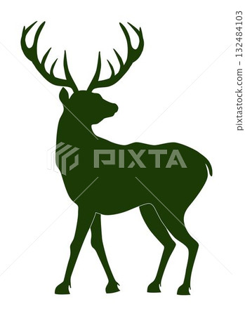 Christmas deer silhouette with unique antlers 132484103