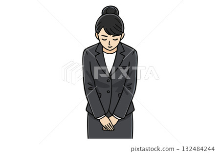 A businesswoman bowing and apologizing (upper body, simple color) A businesswoman bowing and apologizing (upper body, simple color) 132484244