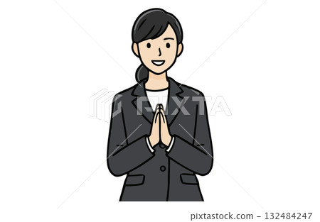 女商人鼓掌慶祝(上半身,簡單的顏色) 女商人鼓掌慶祝(上半身,簡單的顏色) 132484247