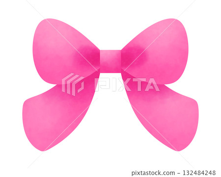 Cute pink ribbon illustration 132484248