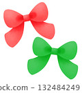 Illustration of a Christmas-colored ribbon set 132484249