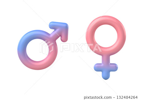 Vibrant 3d gradient rendering of the male and female gender symbols, interconnected. Symbolizes gender equality, inclusivity on transparent background Vibrant 3d gradient rendering of the male and female gender symbols, interconnected. Symbolizes gender equality, inclusivity on transparent background 132484264