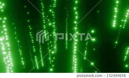 A mysterious effect background with countless green glowing particles falling. An illustration that creates a fantasy summoning effect. 132484656