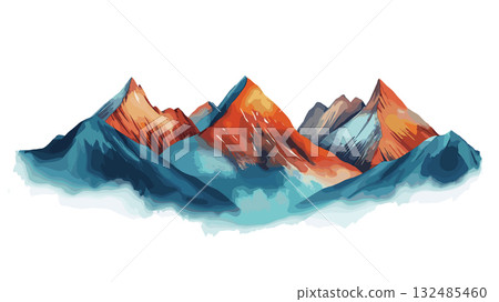 Andes Mountains. Andes Mountains hand drawn watercolor illustration Andes Mountains. Andes Mountains hand drawn watercolor illustration 132485460