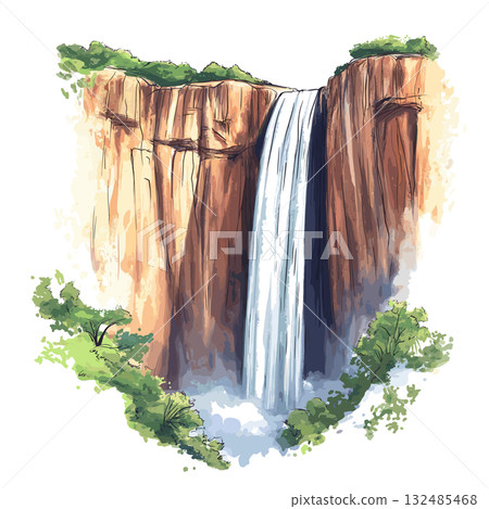 Angel Falls. Angel Falls hand drawn watercolor illustration Angel Falls. Angel Falls hand drawn watercolor illustration 132485468