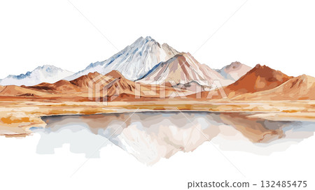 San Pedro de Atacama. San Pedro de Atacama hand drawn watercolor illustration 132485475