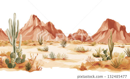 San Pedro de Atacama. San Pedro de Atacama hand drawn watercolor illustration 132485477