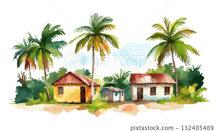 Bartica. Bartica hand drawn watercolor illustration Bartica. Bartica hand drawn watercolor illustration 132485489