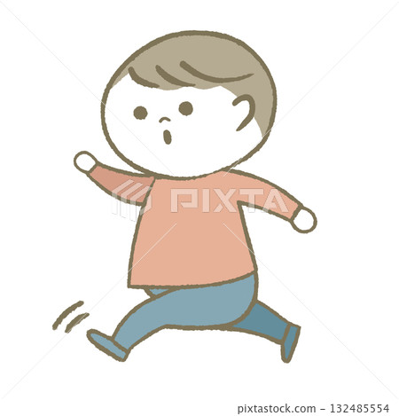 Happy child running pink 132485554