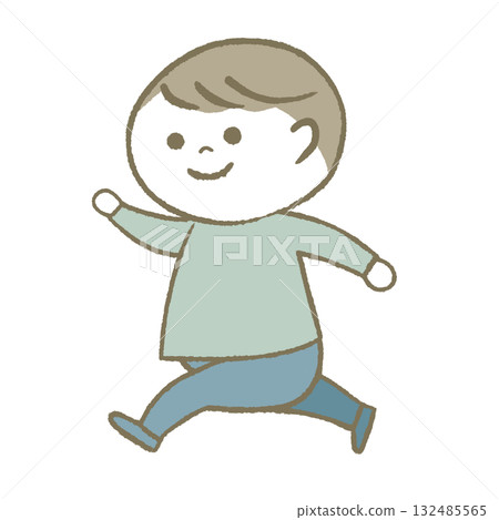 A child running in a good mood Light blue A child running in a good mood Light blue 132485565