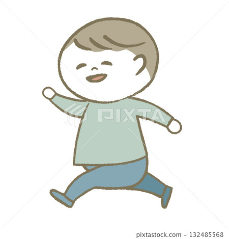 A child running in a good mood Light blue A child running in a good mood Light blue 132485568