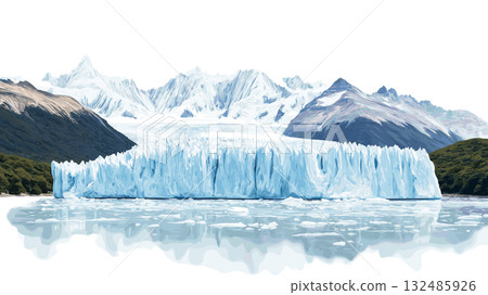 Glacier National Park. Glacier National Park hand drawn watercolor illustration 132485926