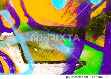Funky Neon Graffiti Art with Bold Purple, Lime, and Orange for Retro Y2K Vibe 132486123