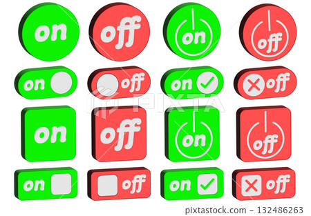 3D 簡約小寫字母 ON/OFF 開關 綠色/紅色 132486263