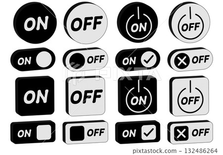 3D 簡約大寫字母 ON/OFF 開關 - 黑色/白色 132486264