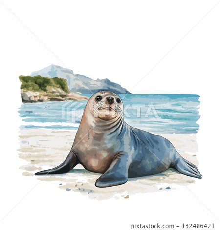 Isla de la Plata. Isla de la Plata hand drawn watercolor illustration Isla de la Plata. Isla de la Plata hand drawn watercolor illustration 132486421