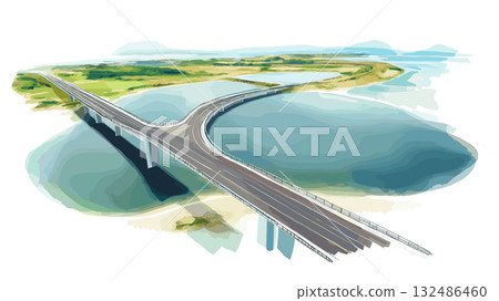 Laguna Garzon Bridge. Laguna Garzon Bridge hand drawn watercolor illustration Laguna Garzon Bridge. Laguna Garzon Bridge hand drawn watercolor illustration 132486460