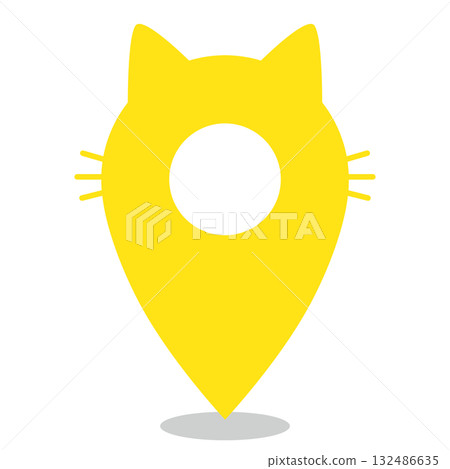 Map pin cat illustration material 132486635