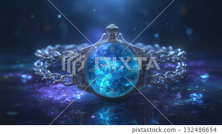 A bracelet watch that captures the blue galaxy 132486654