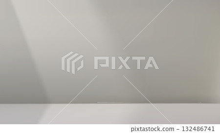 Empty bright room with window light. Realistic showcase Empty bright room with window light. Realistic showcase 132486741