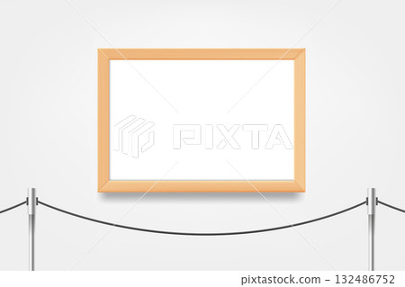 Blank portrait frame on the wall. 3d vector mockup Blank portrait frame on the wall. 3d vector mockup 132486752