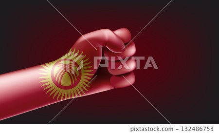 Fist with flag of Kyrgyzstan. 3d vector illustration 132486753
