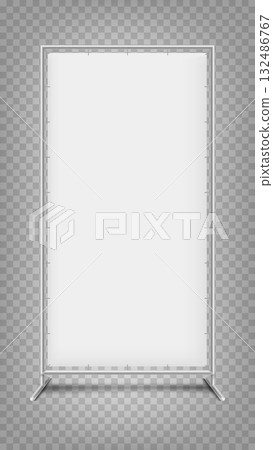 White long banner isolated on transparent background. 3d vector mockup White long banner isolated on transparent background. 3d vector mockup 132486767