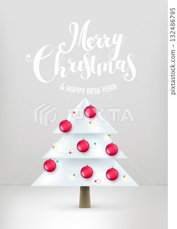 Merry Christmas and happy new year card. Vector 3d illustration Merry Christmas and happy new year card. Vector 3d illustration 132486795