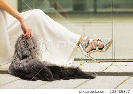 Woman wearing crop top and culottes Woman wearing crop top and culottes 132486807